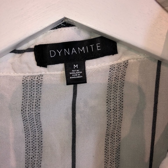Dynamite White and Black Striped Button Down Top - Picture 3 of 3